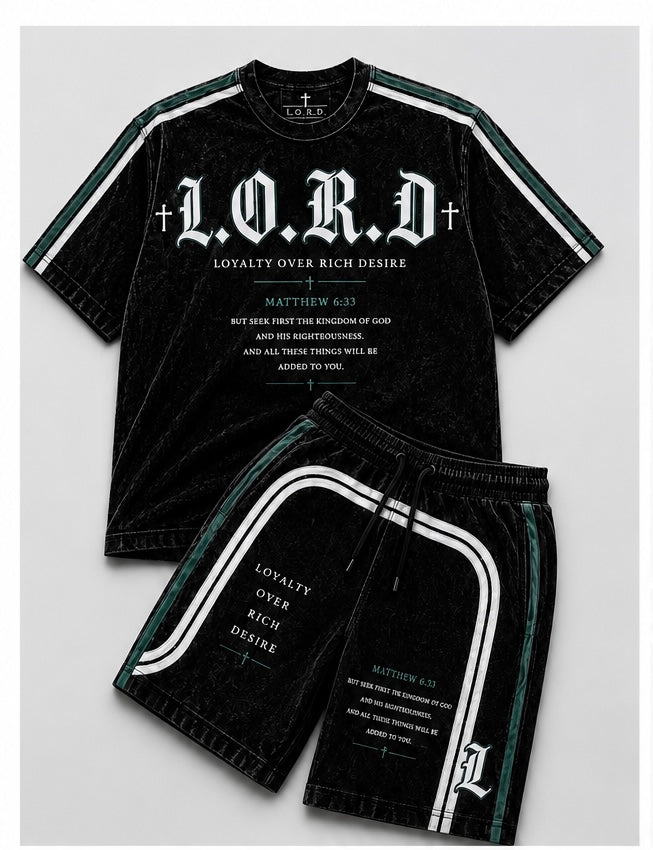 L.O.R.D “Loyalty Over Rich Desires” Premium emerald green Short Set